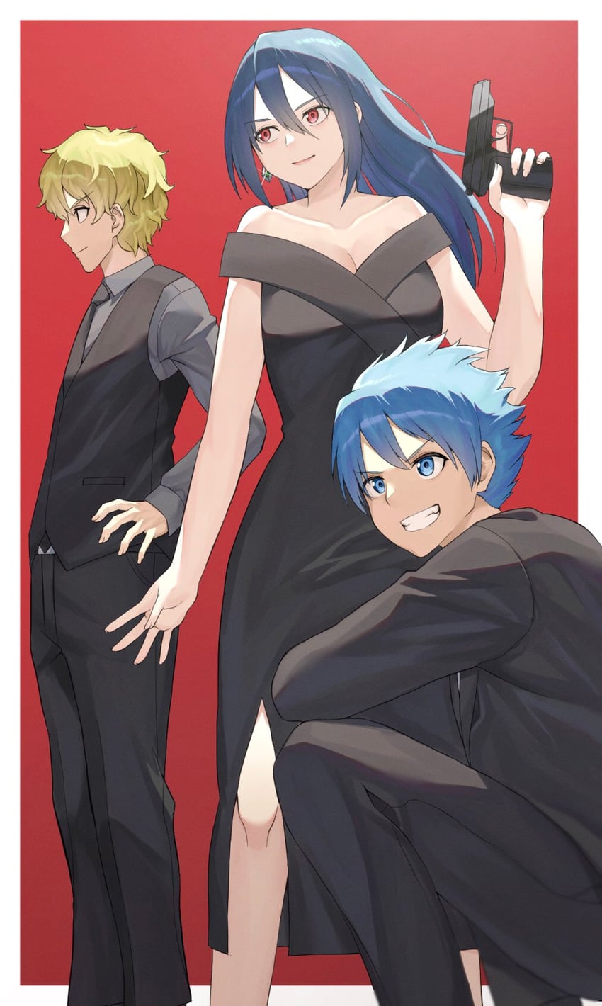 hizutome rakurou, amane towa, and uomi kei (shangri-la frontier) drawn by maaason