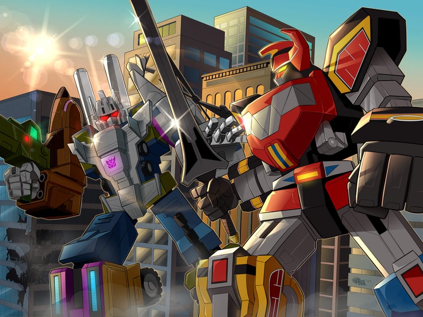 daizyuzin, dino megazord, and bruticus (transformers and 4 more) drawn by khobra1981