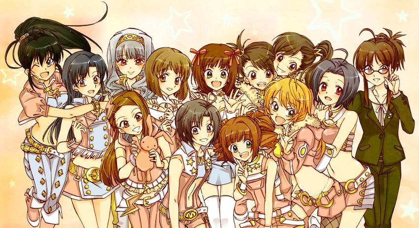 hoshii miki, kisaragi chihaya, amami haruka, kikuchi makoto, shijou takane, and 8 more (idolmaster) drawn by takano_(hiyocoara)