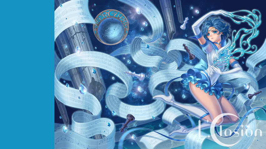 mizuno ami, sailor mercury, and super sailor mercury (bishoujo senshi sailor moon and 2 more) drawn by eclosion
