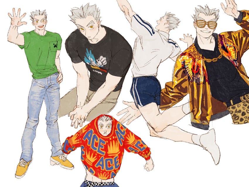 creeper and bokuto koutarou (haikyuu!! and 1 more) drawn by chengongzi123