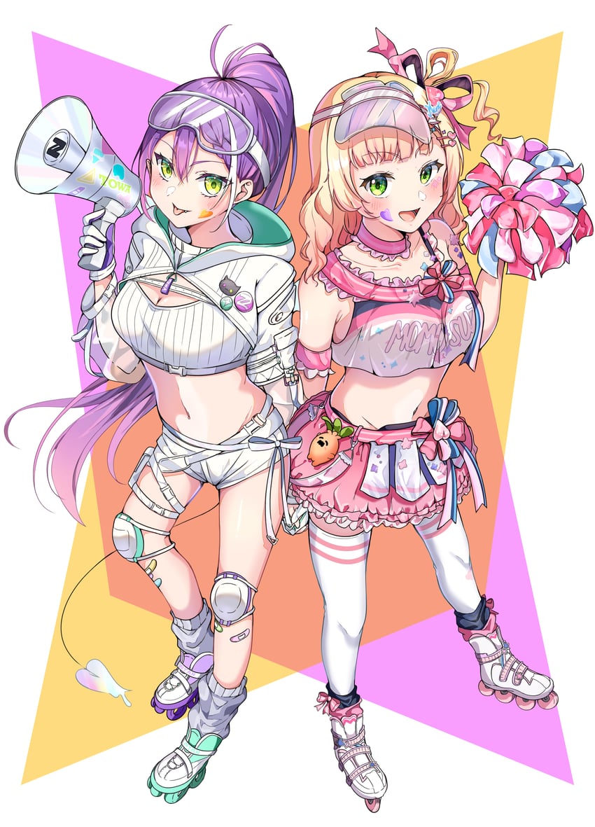 tokoyami towa, momosuzu nene, and nekko (hololive) drawn by okome_0628