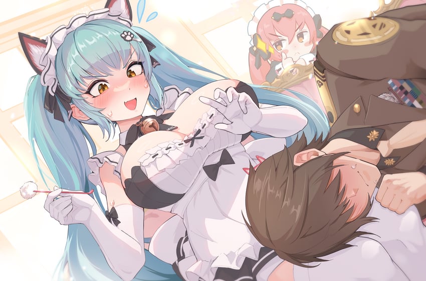 commander, privaty, and cocoa (goddess of victory: nikke) drawn by sirahune_penny