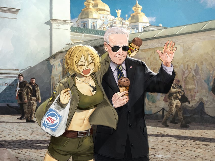 marichka, joe biden, and volodymyr zelensky (original and 2 more) drawn by usergore