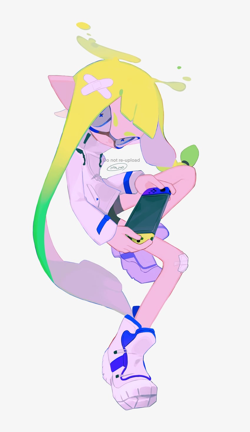 inkling player character and inkling girl (splatoon) drawn by htn_nm