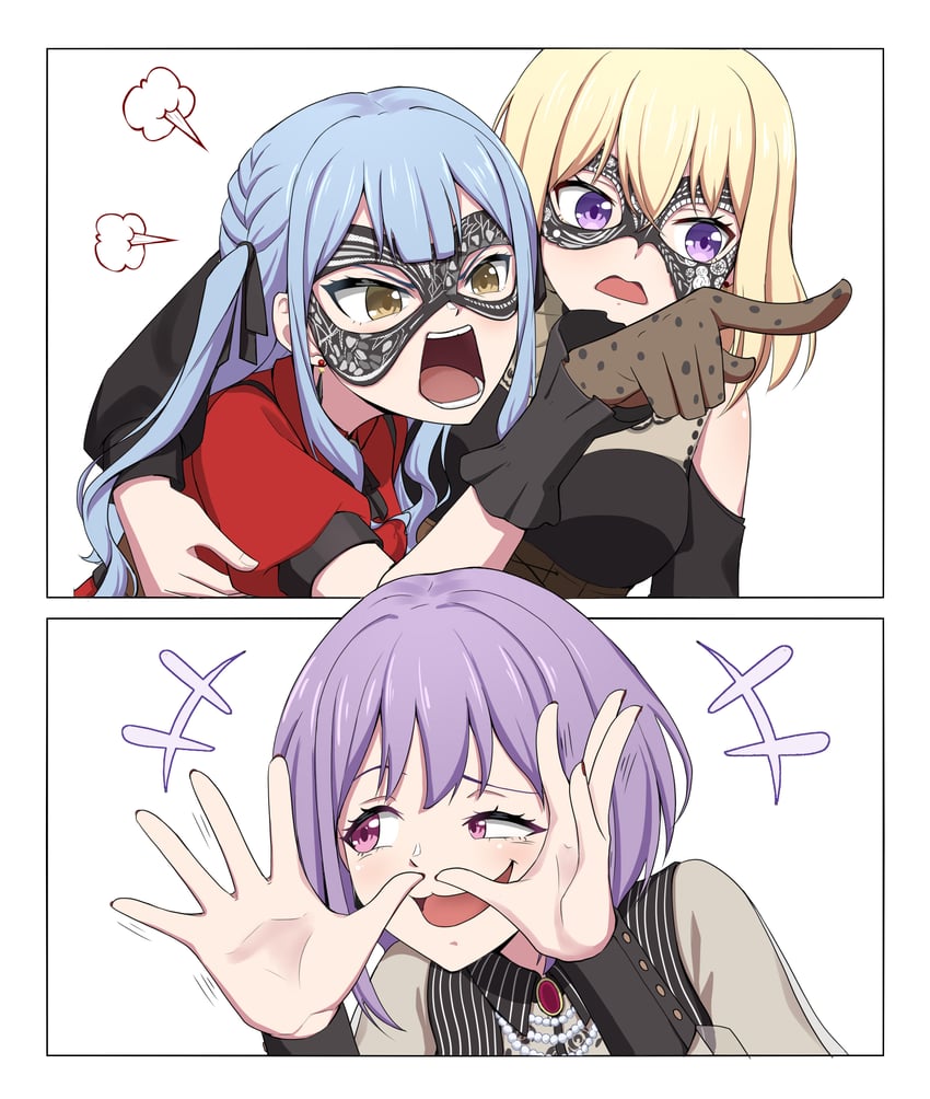 togawa sakiko, misumi uika, oblivionis, yuutenji nyamu, doloris, and 1 more (bang dream! and 1 more) drawn by anglediana