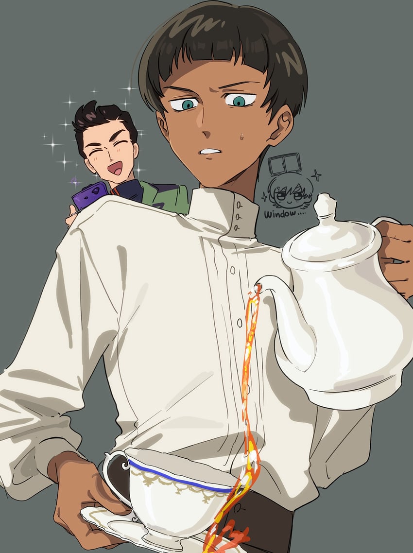 xavier olivette, miguel serverto, and atharv (gundam and 1 more) drawn by hmok_asari