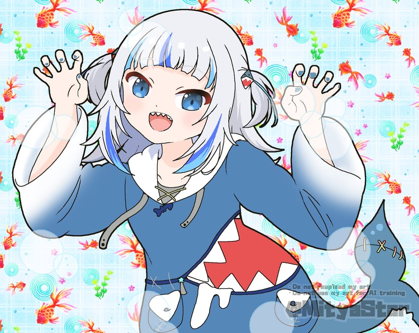 gawr gura (hololive and 1 more) drawn by mitya