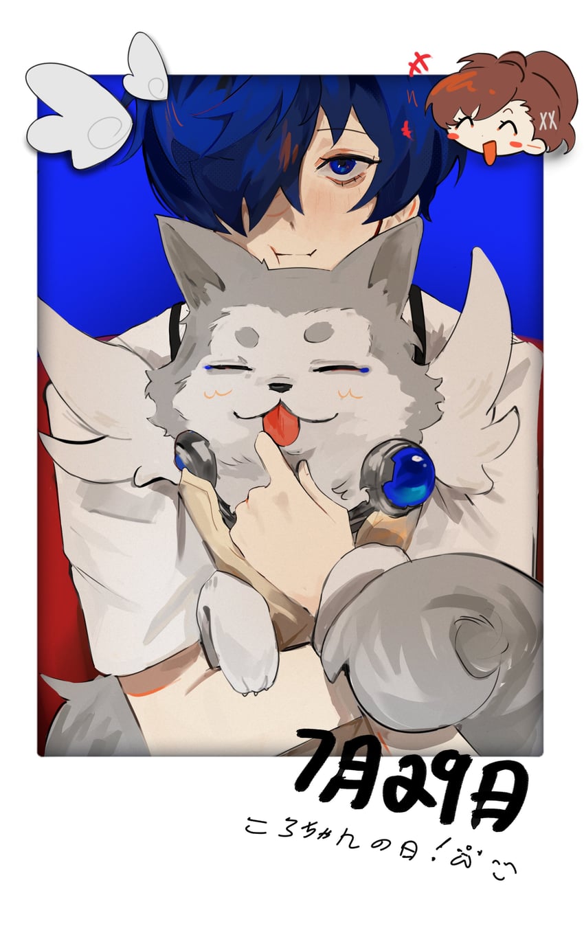 yuuki makoto, shiomi kotone, and koromaru (persona and 2 more) drawn by sijia_(jd5vlp)