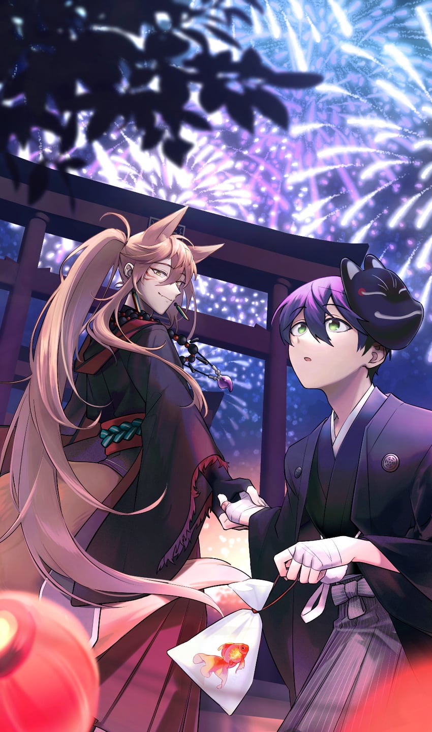 kenmochi touya and fushimi gaku (nijisanji) drawn by s_tane
