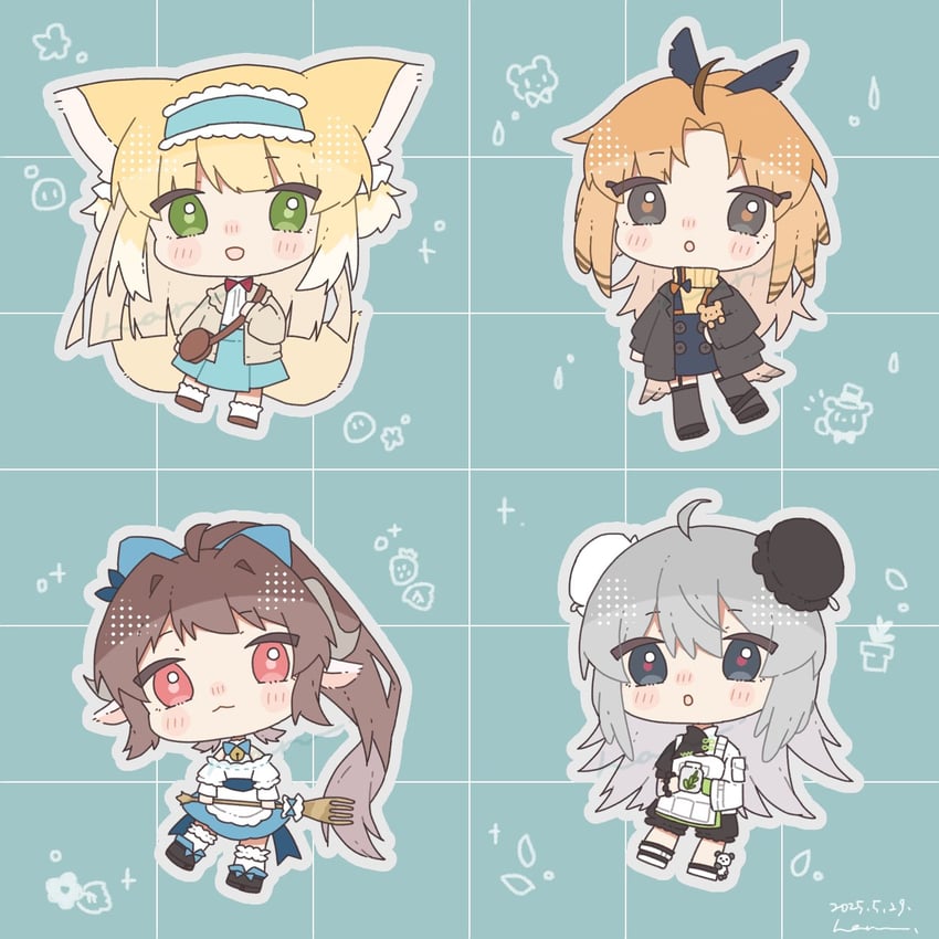 suzuran, eyjafjalla, pinecone, mulberry, and eyjafjalla the hvit aska (arknights) drawn by haru_(aona1122)