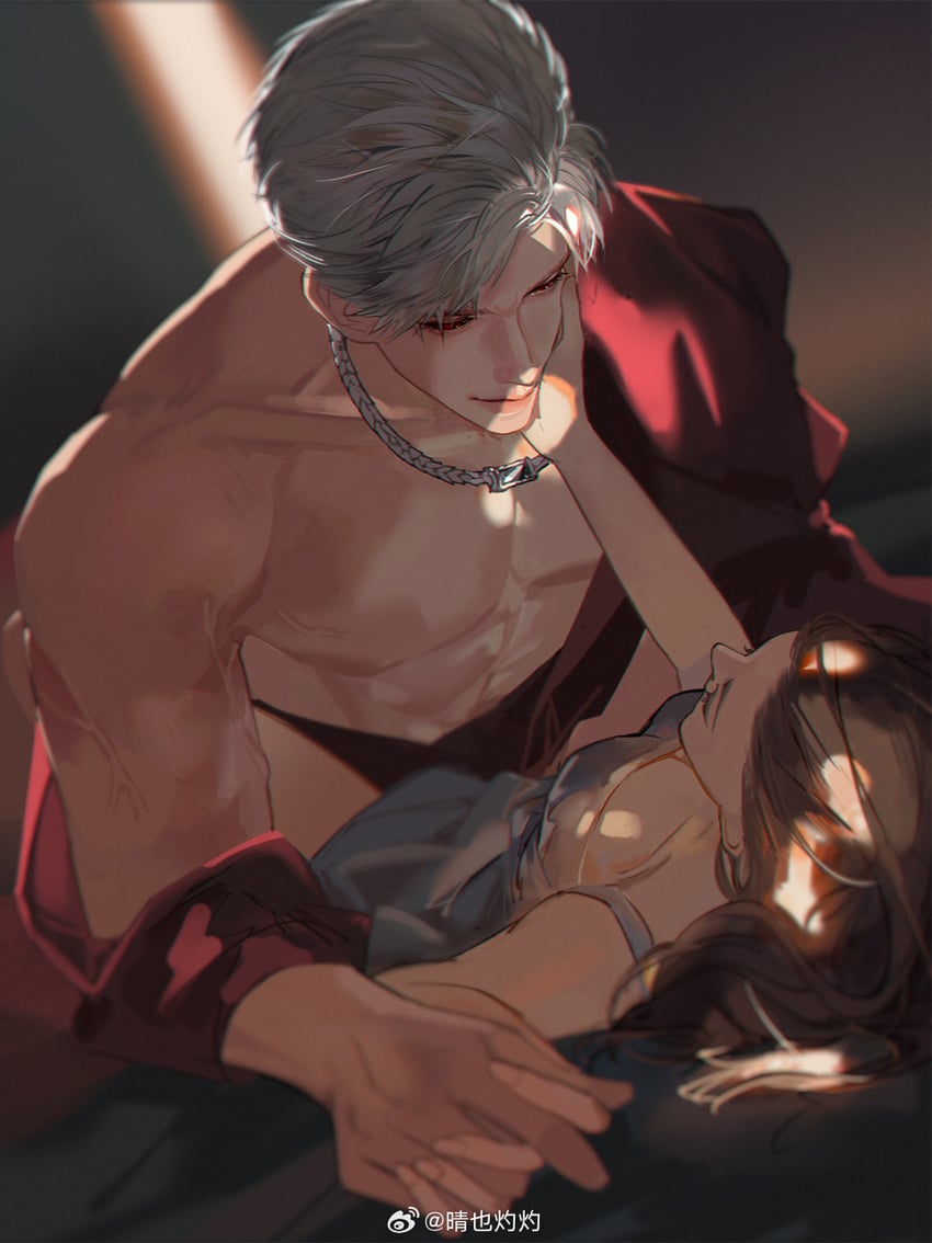 protagonist and sylus (love and deepspace) drawn by xiheanar