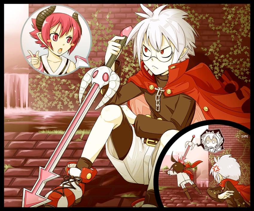 raspberyl, mao, and almaz von almadine adamant (disgaea and 1 more) drawn by booism