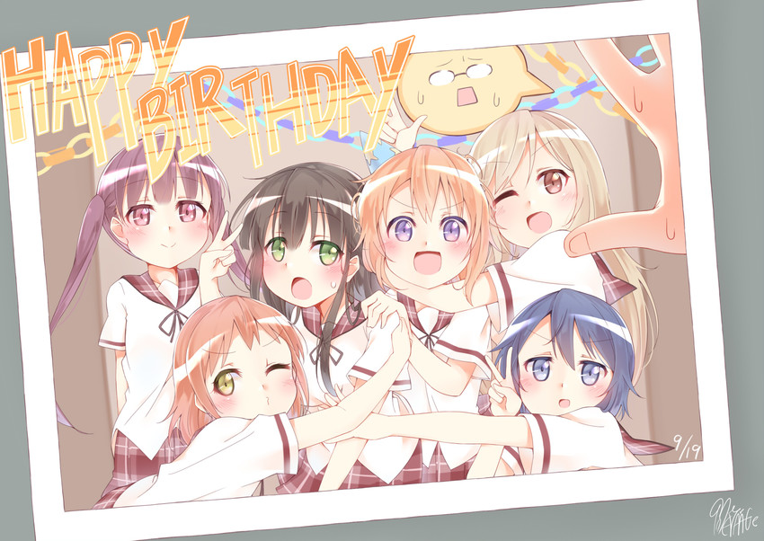 hoto cocoa, ujimatsu chiya, kano, anzu, nacchan, and 2 more (gochuumon wa usagi desu ka?) drawn by hetareeji