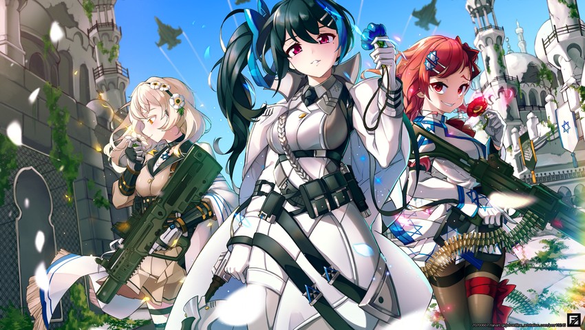 negev, jericho, and x95 (girls' frontline) drawn by fomyu_(formula)