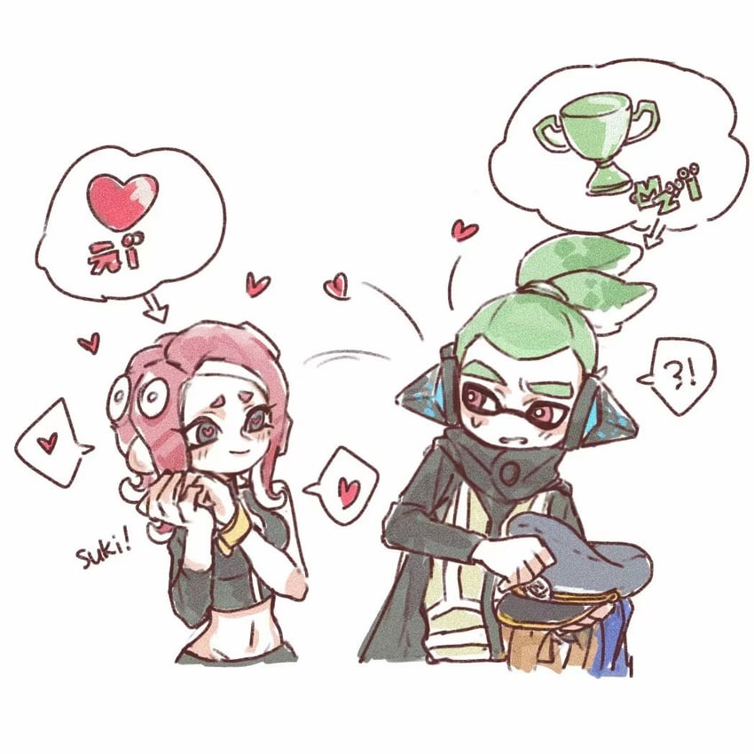 inkling player character, octoling player character, octoling girl, inkling boy, agent 8, and 1 more (splatoon and 2 more) drawn by gucandiyi52092