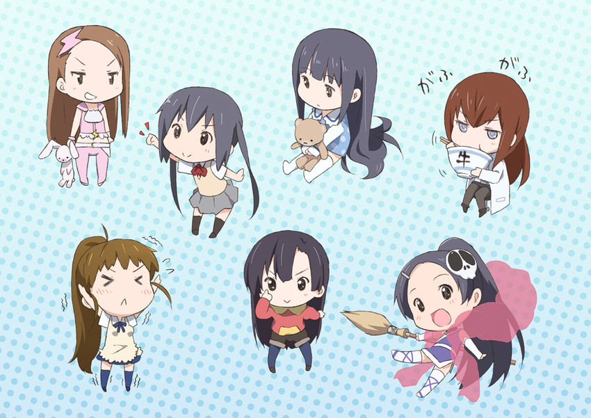 nakano azusa, minase iori, makise kurisu, taneshima popura, usa-chan, and 3 more (idolmaster and 7 more) drawn by errant