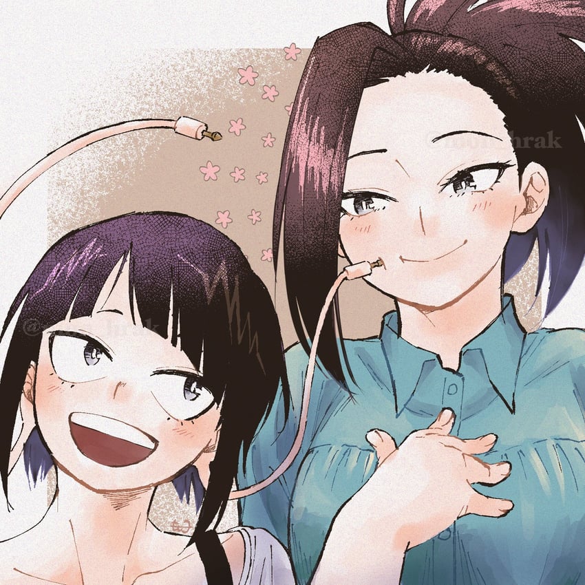 yaoyorozu momo and jiro kyoka (boku no hero academia) drawn by mon_hrak