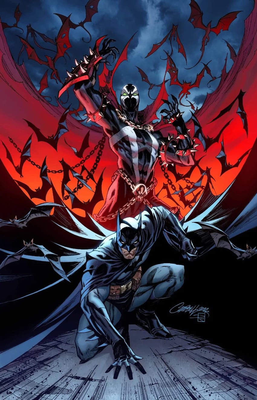 batman and spawn (dc comics and 2 more) drawn by j._scott_campbell and sabine_rich