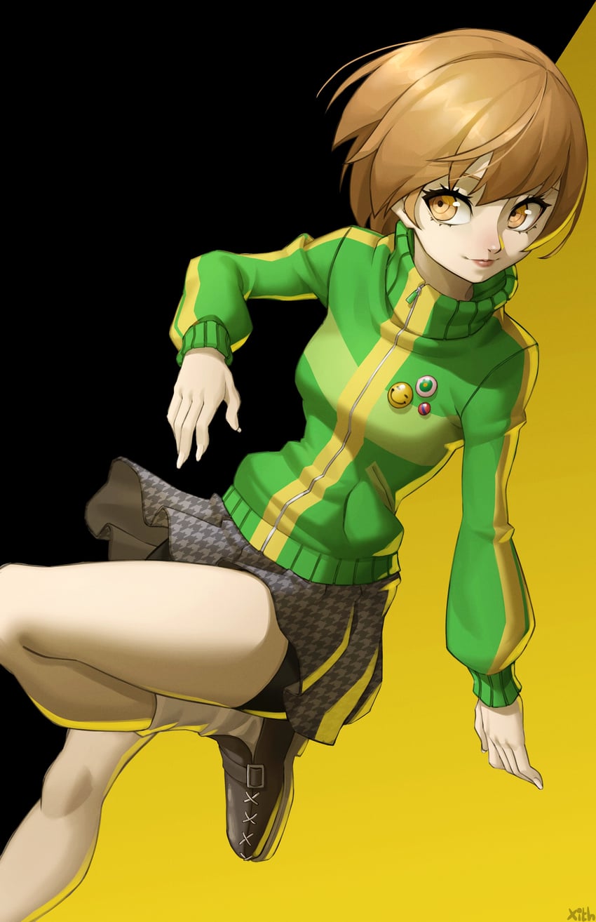 satonaka chie (persona and 1 more) drawn by x_xith_x