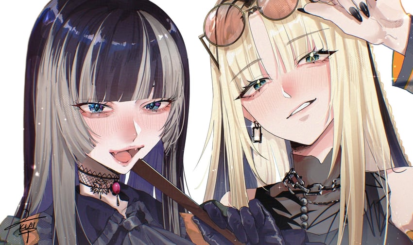 juufuutei raden and koganei niko (hololive and 1 more) drawn by klai