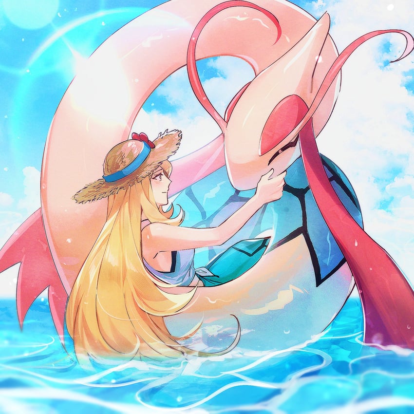 cynthia and milotic (pokemon and 1 more) drawn by 2b_(ivy_vs_)