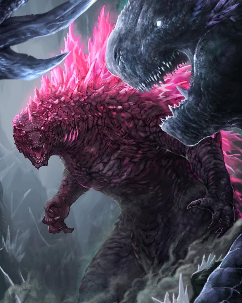 godzilla, godzilla evolved, and shimo (godzilla and 3 more) drawn by mon-zang