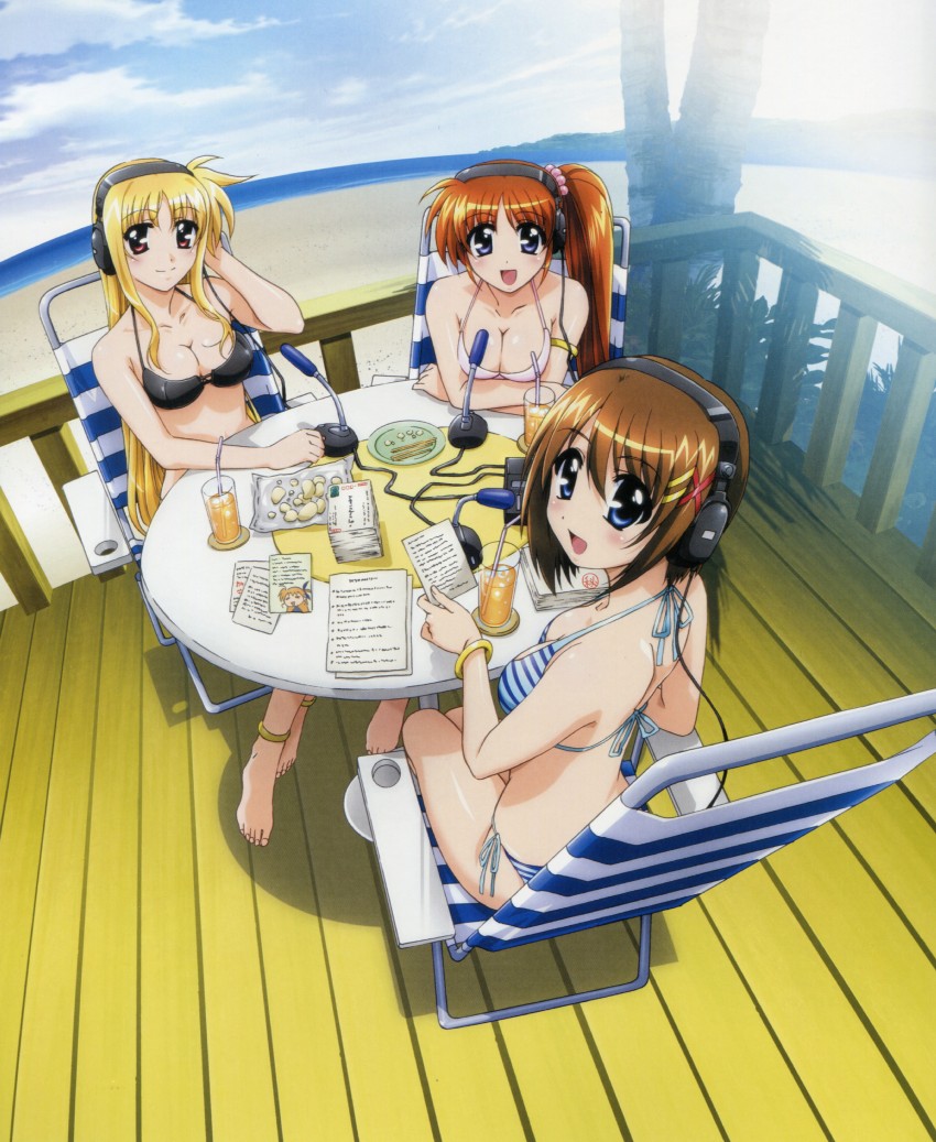 fate testarossa, takamachi nanoha, and yagami hayate (lyrical nanoha and 1 more) drawn by okuda_yasuhiro