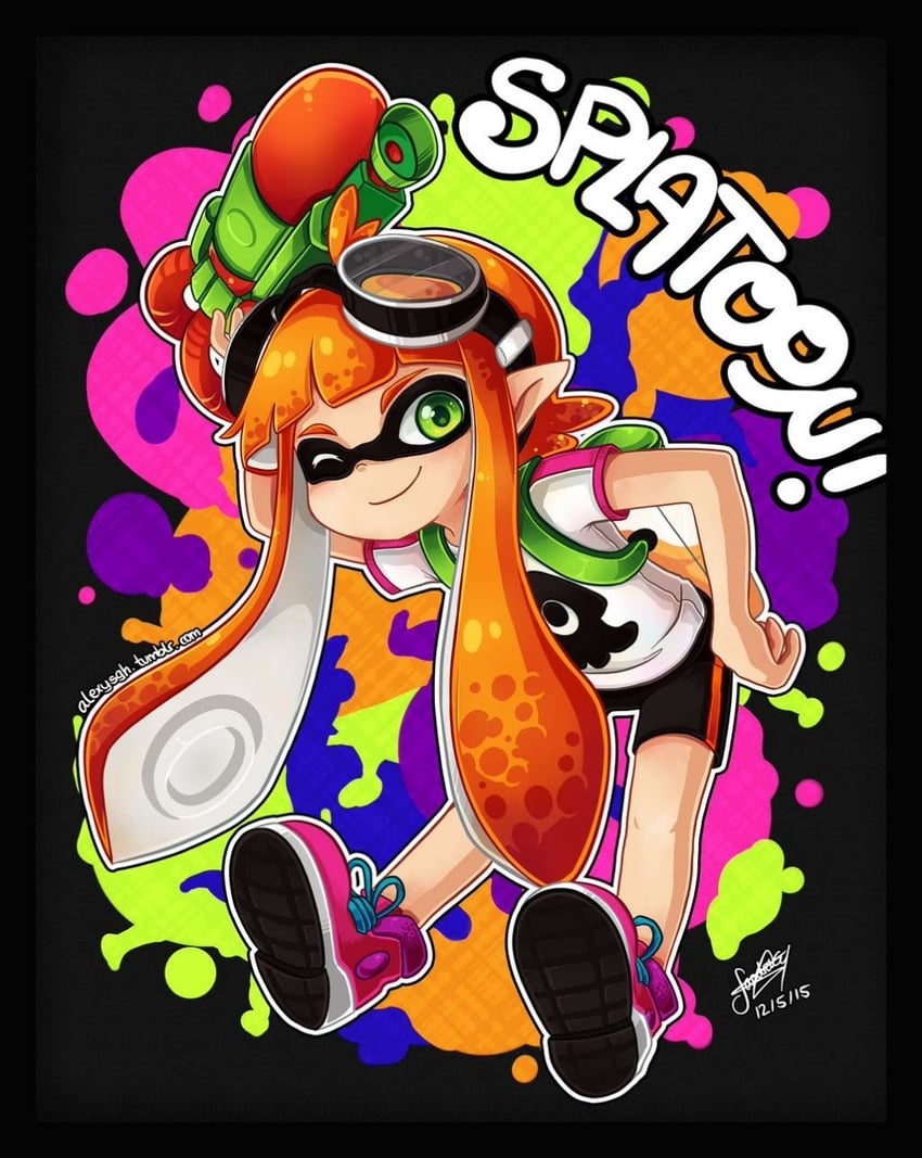 inkling player character, inkling girl, and kaori (splatoon and 1 more) drawn by sandragh