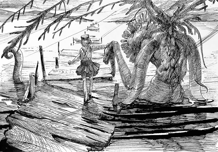 hatoba tsugu and ebrietas daughter of the cosmos (bloodborne and 1 more) drawn by kiwa_(soek)