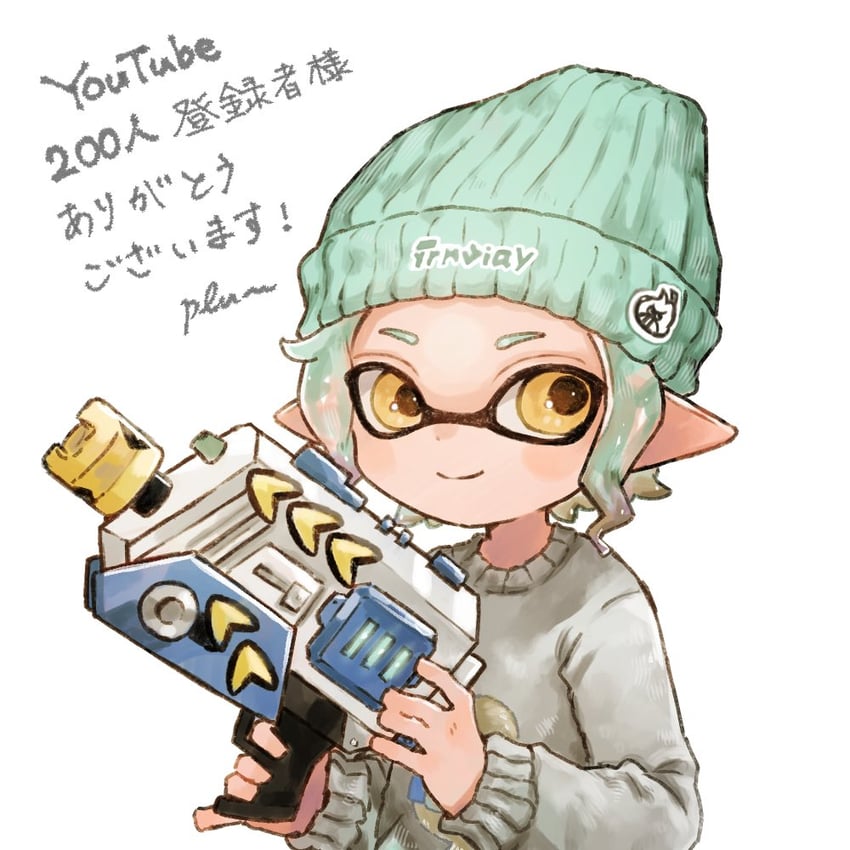 inkling player character and inkling girl (splatoon and 1 more) drawn by plum0o0