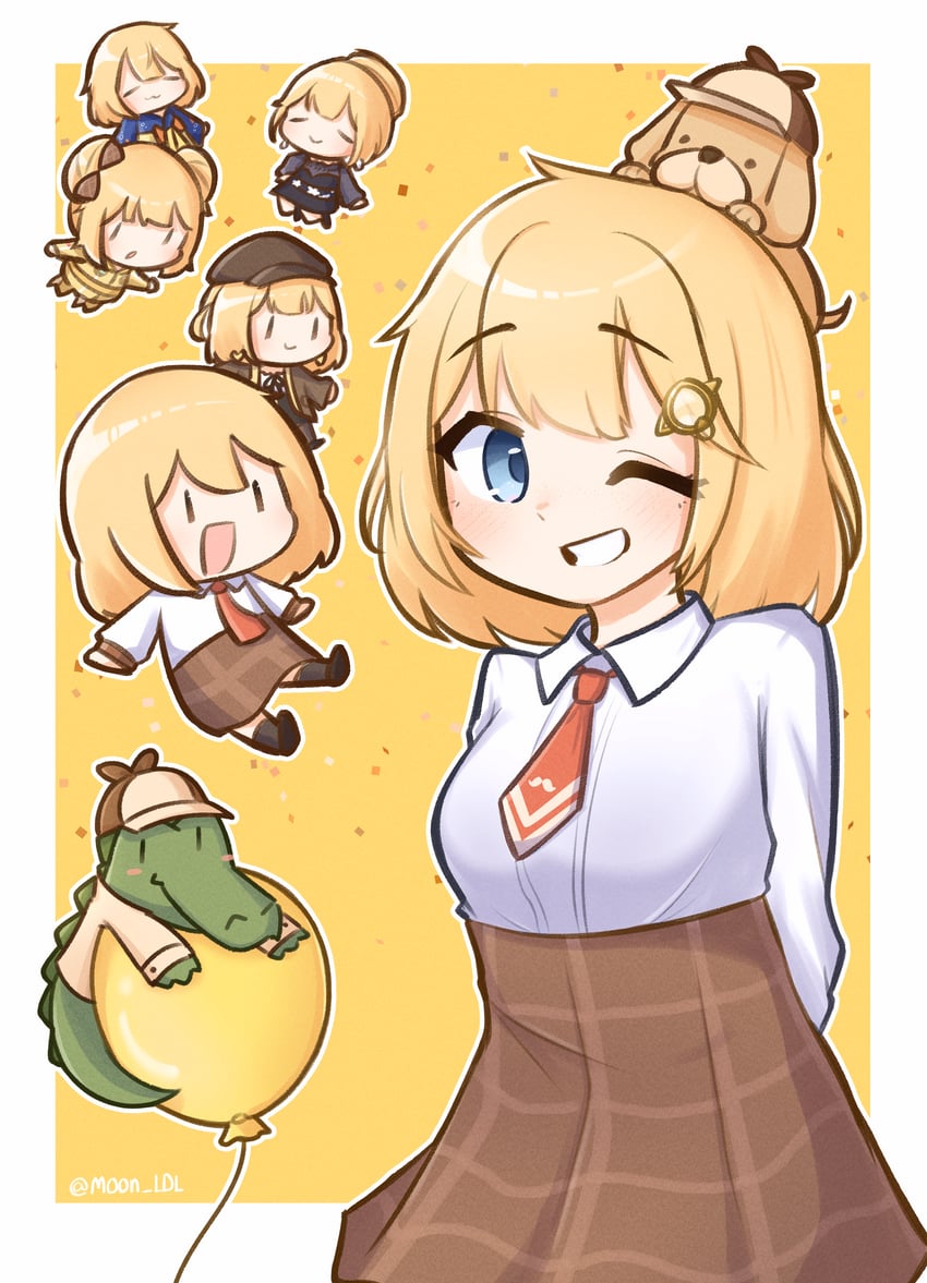 watson amelia, bubba, and investigator (hololive and 1 more) drawn by moon_ldl
