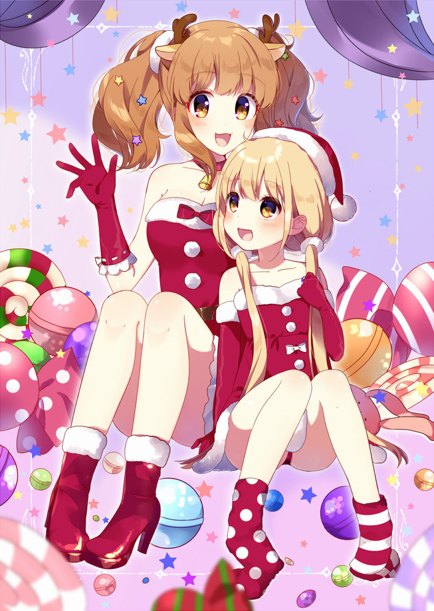 futaba anzu and moroboshi kirari (idolmaster and 1 more) drawn by mafuyu_(chibi21) and sat_(yukipoha)