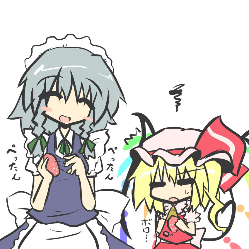flandre scarlet and izayoi sakuya (touhou) drawn by goma_(gomasamune)