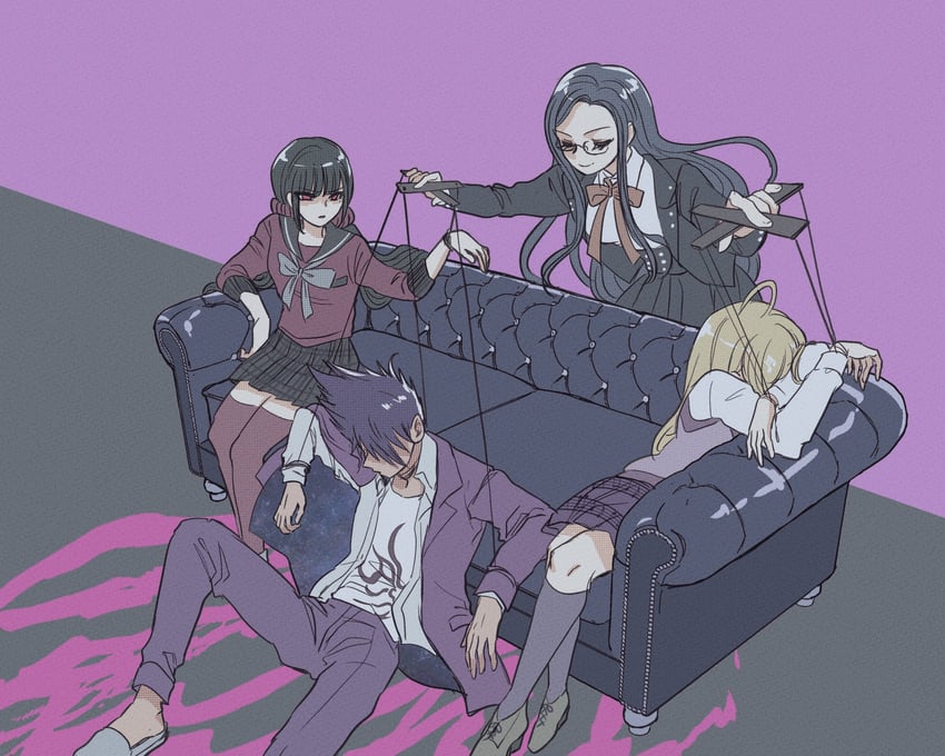 akamatsu kaede, harukawa maki, momota kaito, and shirogane tsumugi (danganronpa and 1 more) drawn by midori_(310ri_21)