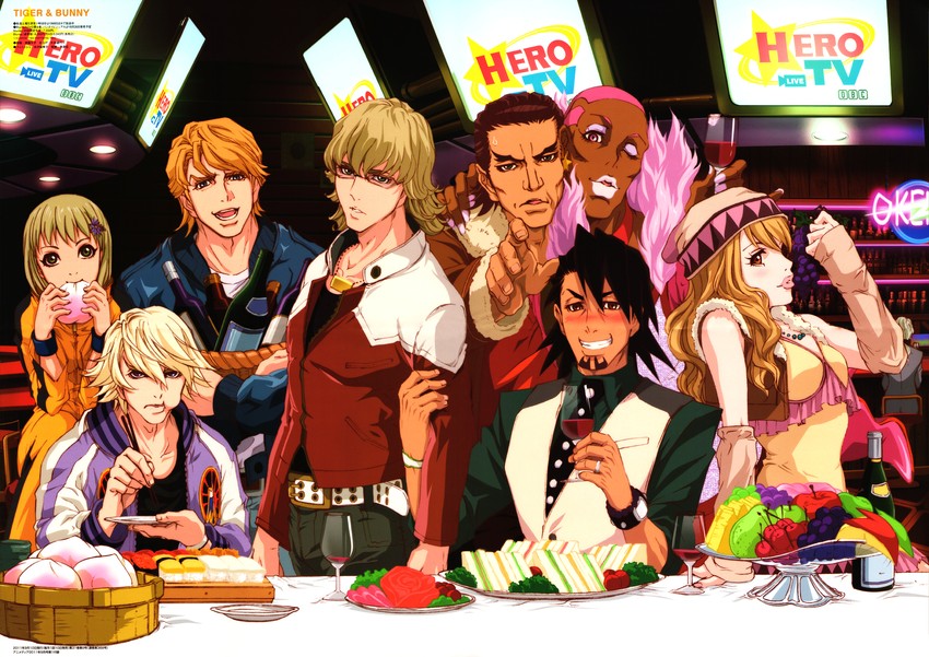 barnaby brooks jr., kaburagi t. kotetsu, ivan karelin, huang pao-lin, karina lyle, and 4 more (tiger & bunny)