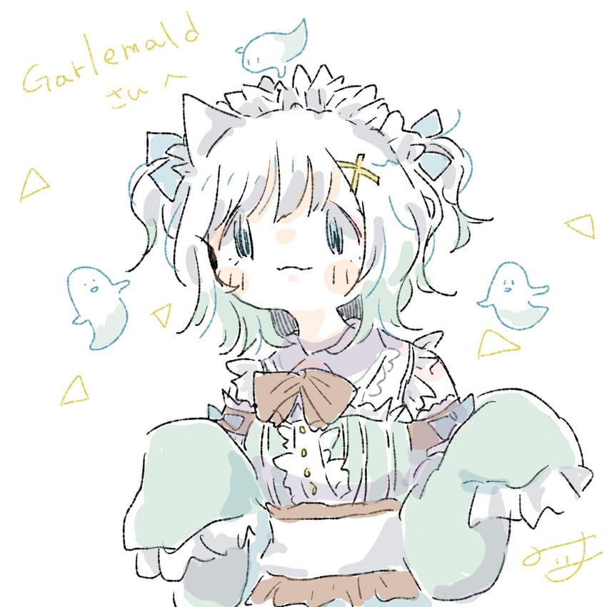 mint fantome and wisps (indie virtual youtuber) drawn by nana163i