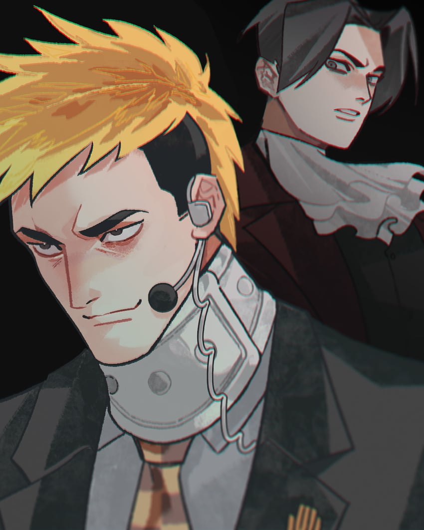 miles edgeworth and bronco knight (ace attorney and 2 more) drawn by hexermer