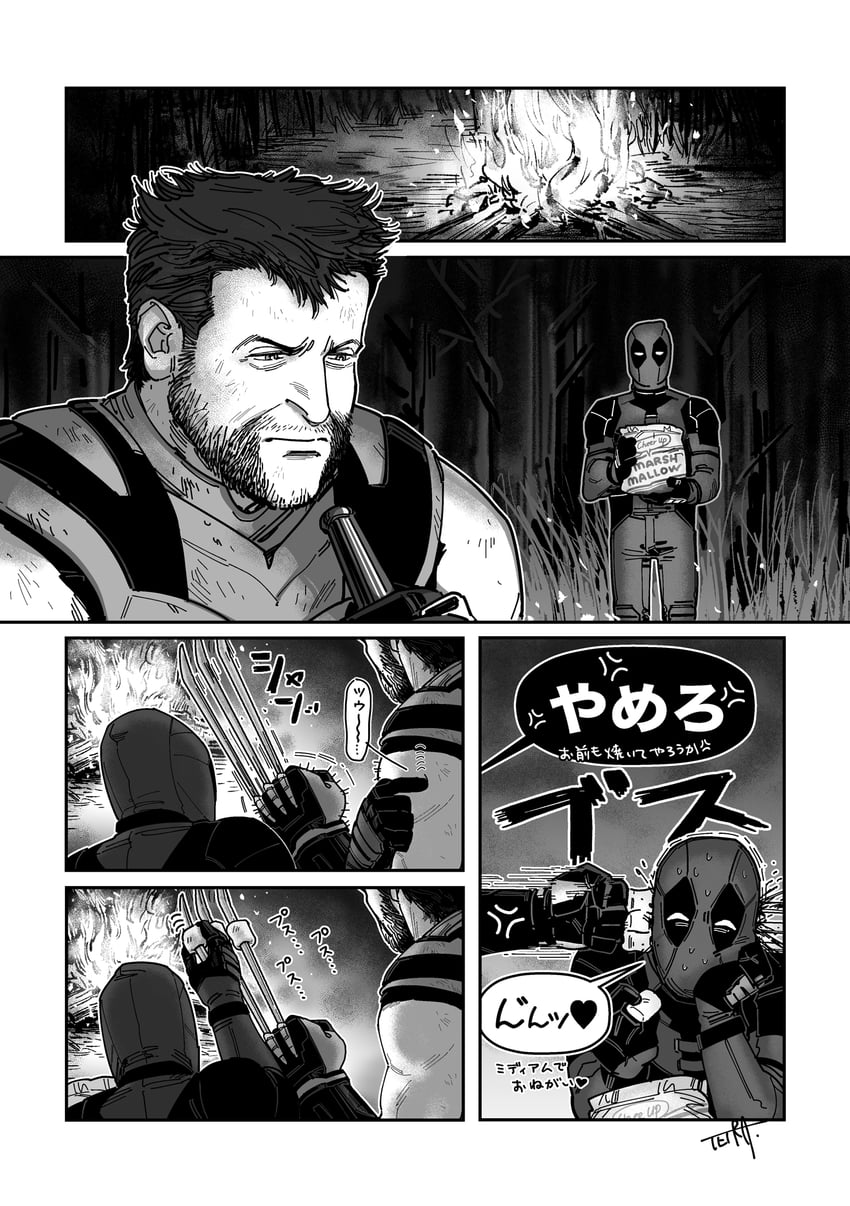 wolverine and deadpool (marvel and 4 more) drawn by tetra_(riotgogo_01)