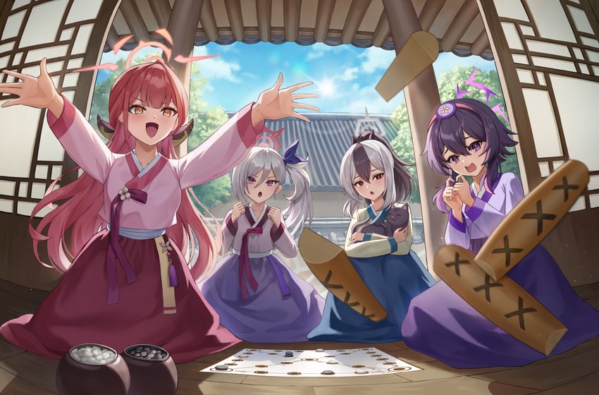 kayoko, aru, mutsuki, and haruka (blue archive) drawn by kama_(kama_ovo)