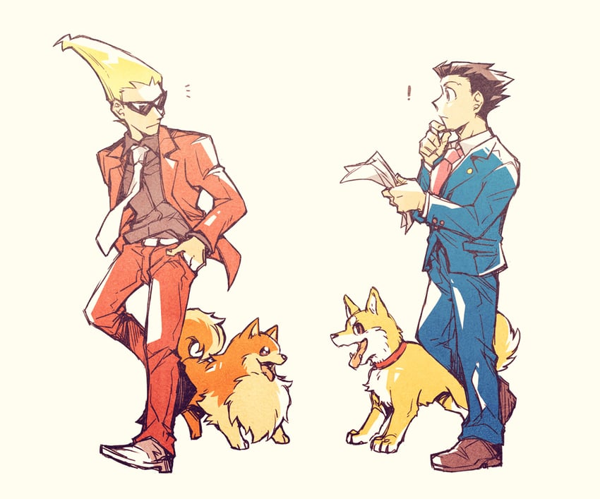 phoenix wright, sissel, and missile (ace attorney and 1 more) drawn by rikkai2038