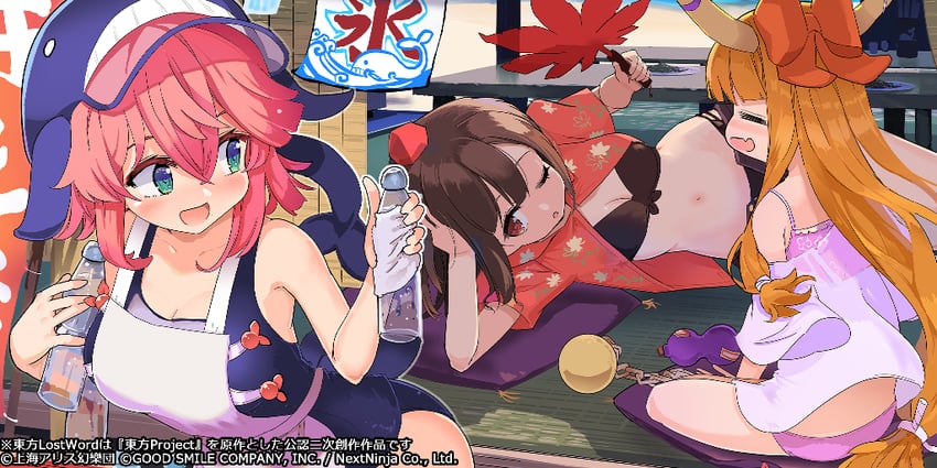 shameimaru aya, ibuki suika, and okunoda miyoi (touhou and 1 more) drawn by puuakachan