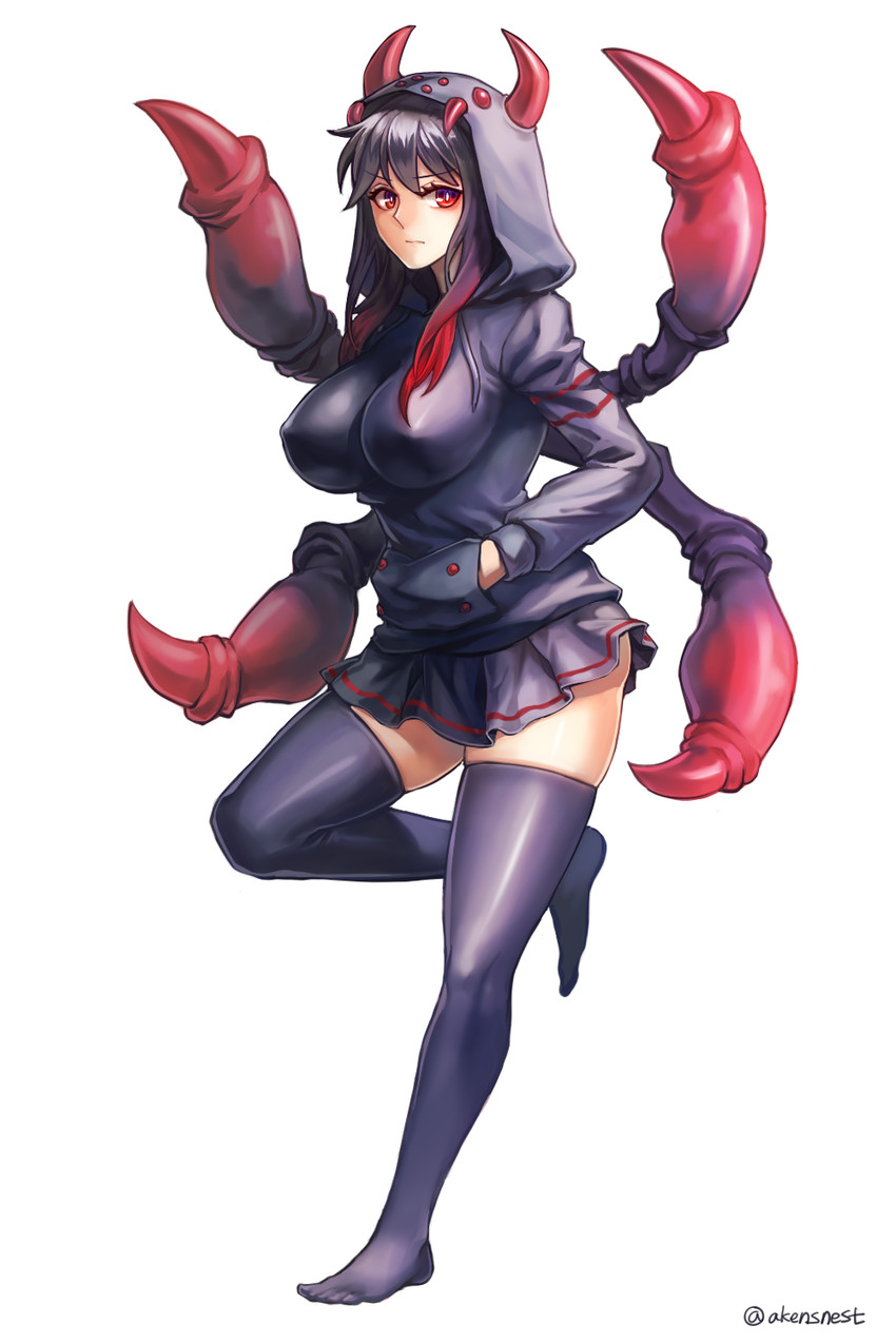 hooded spider girl and broodmother (original and 2 more) drawn by aken