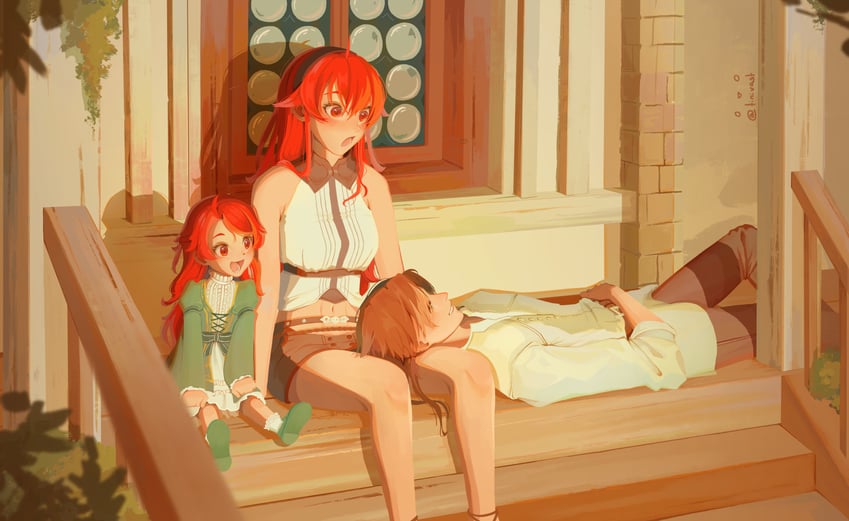 eris greyrat, rudeus greyrat, and christina greyrat (mushoku tensei) drawn by tinivast