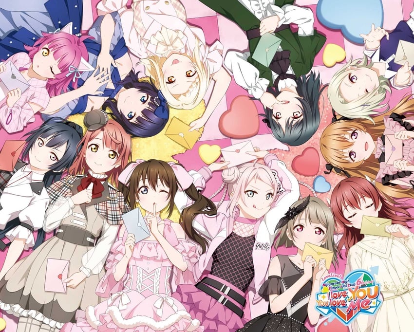yuki setsuna, uehara ayumu, osaka shizuku, tennoji rina, nakasu kasumi, and 7 more (love live! and 1 more)