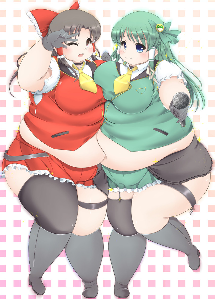 hakurei reimu and kochiya sanae (touhou) drawn by kurokaze_no_sora