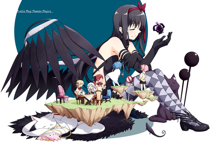 akemi homura, kaname madoka, miki sayaka, sakura kyoko, tomoe mami, and 3 more (mahou shoujo madoka magica and 1 more) drawn by sakuraba_yuuki
