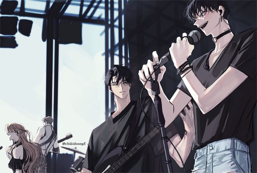 kim dokja, yoo joonghyuk, uriel, and sun wukong (omniscient reader's viewpoint) drawn by chikidoong