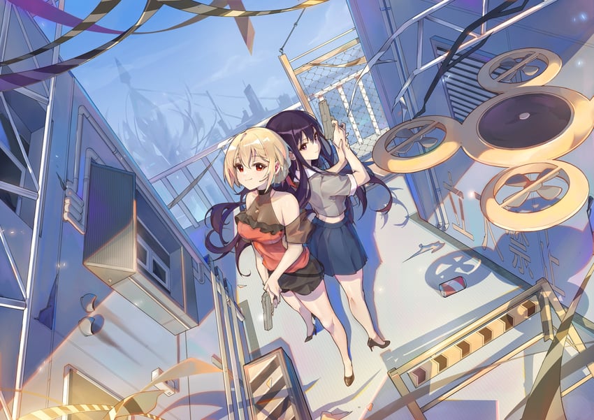 nishikigi chisato and inoue takina (lycoris recoil) drawn by a_yue