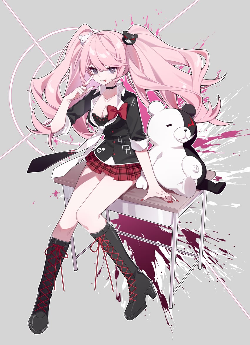 enoshima junko and monokuma (danganronpa and 1 more) drawn by bing_zizi